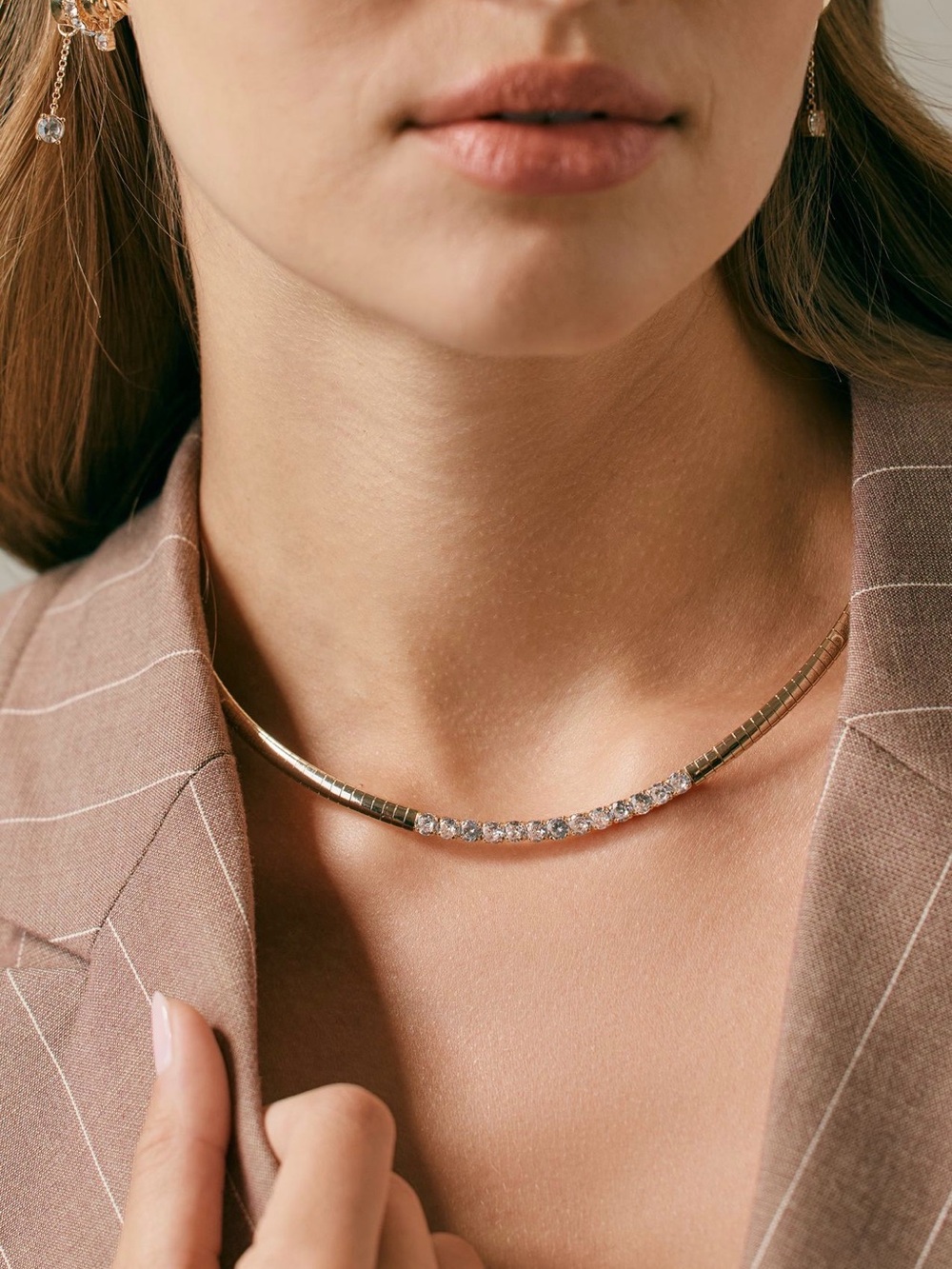 Anthropologie Crystal Collar Snake Chain Necklace